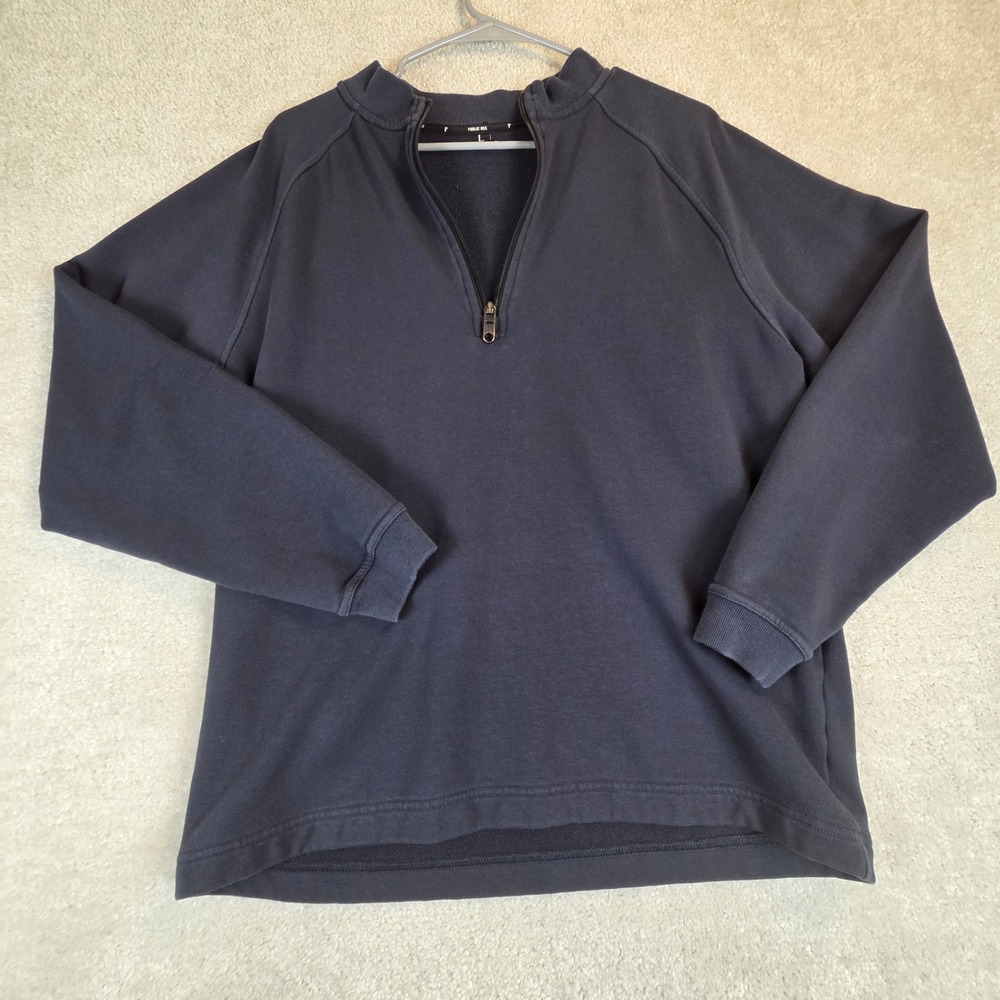 Public Rec Mens Navy‎ Blue Pima Cotton Quarter Zip Pullover Sweatshirt Size L
